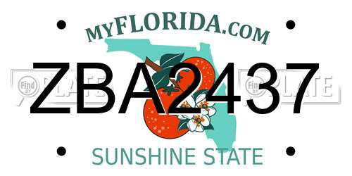 ZBA2437 Florida License Plate