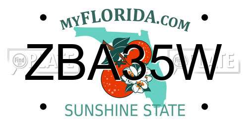 ZBA35W Florida License Plate