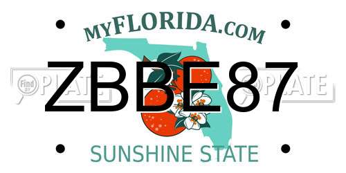ZBBE87 Florida License Plate