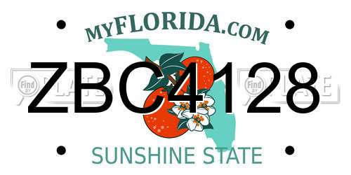 ZBC4128 Florida License Plate