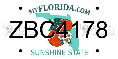 ZBC4178 Florida License Plate