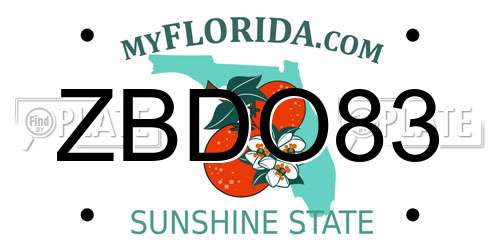ZBDO83 Florida License Plate