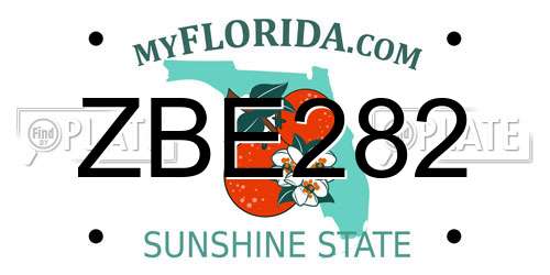 ZBE282 Florida License Plate