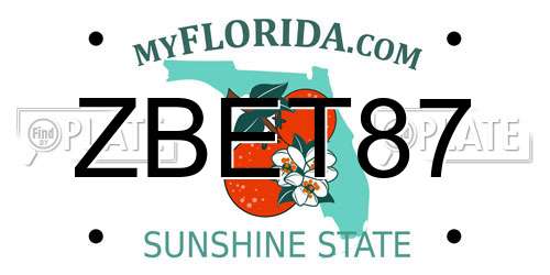 ZBET87 Florida License Plate