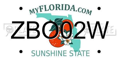 ZBO02W Florida License Plate