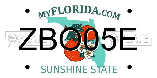 ZBO05E Florida License Plate