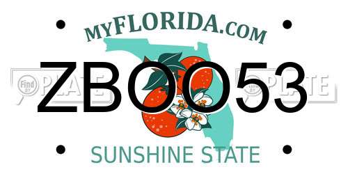 ZBOO53 Florida License Plate