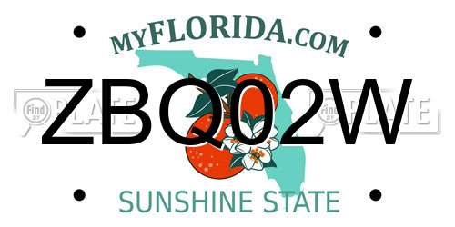 ZBQ02W Florida License Plate