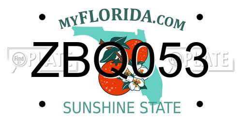ZBQ053 Florida License Plate