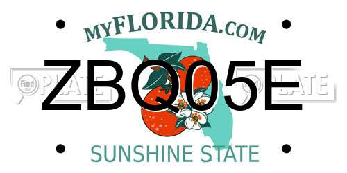 ZBQ05E Florida License Plate