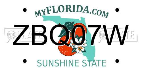 ZBQ07W Florida License Plate