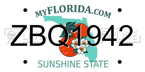 ZBQ1942 Florida License Plate