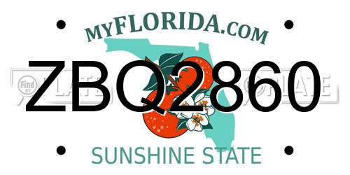 ZBQ2860 Florida License Plate