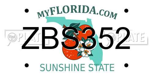 ZBS352 Florida License Plate