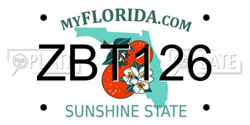 ZBT126 Florida License Plate