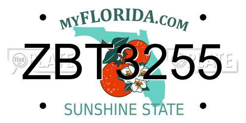 ZBT3255 Florida License Plate