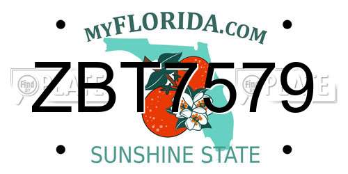 ZBT7579 Florida License Plate