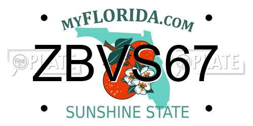 ZBVS67 Florida License Plate