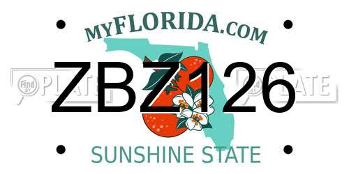 ZBZ126 Florida License Plate