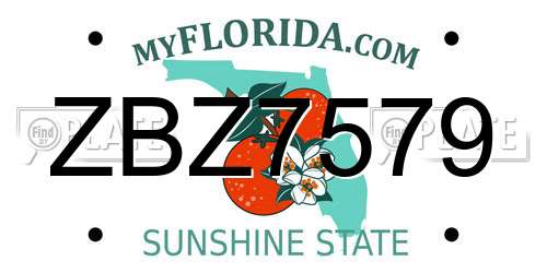 ZBZ7579 Florida License Plate