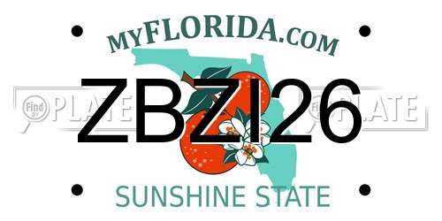 ZBZI26 Florida License Plate