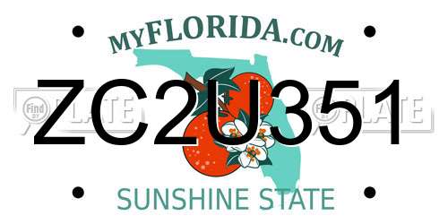 ZC2U351 Florida License Plate