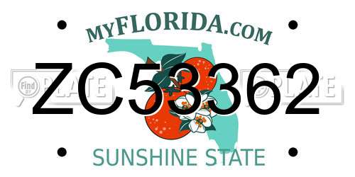 ZC53362 Florida License Plate