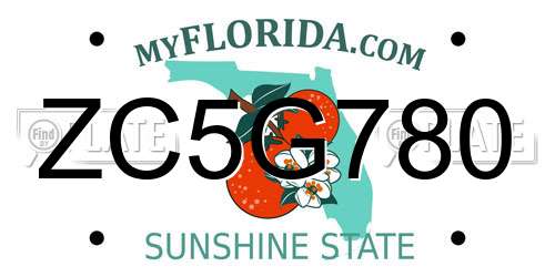 ZC5G780 Florida License Plate