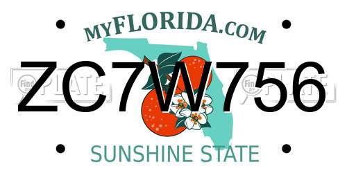 ZC7W756 Florida License Plate