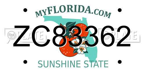 ZC83362 Florida License Plate