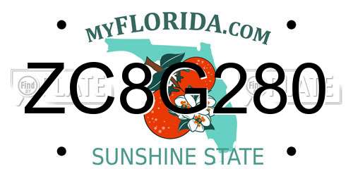 ZC8G280 Florida License Plate