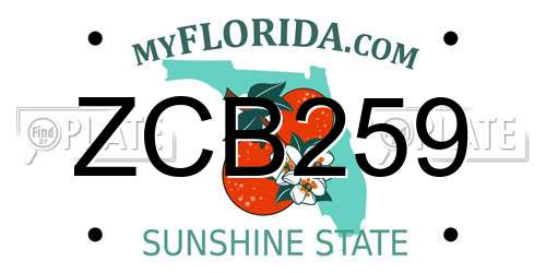 ZCB259 Florida License Plate