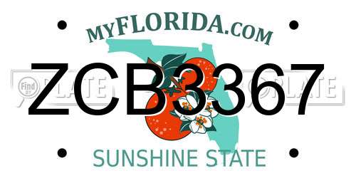 ZCB3367 Florida License Plate