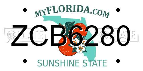 ZCB6280 Florida License Plate