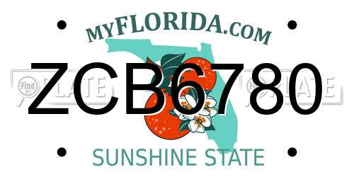ZCB6780 Florida License Plate