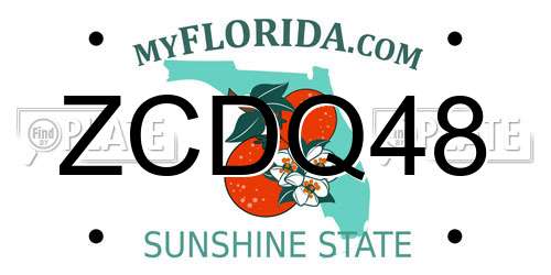 ZCDQ48 Florida License Plate