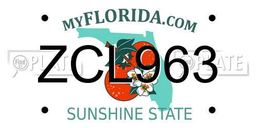 ZCL963 Florida License Plate