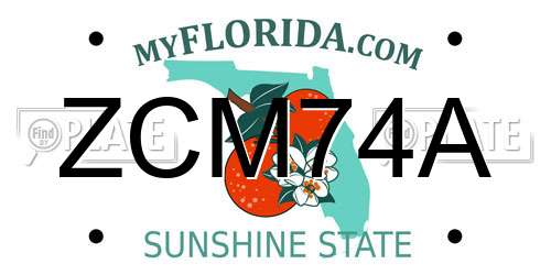 ZCM74A Florida License Plate