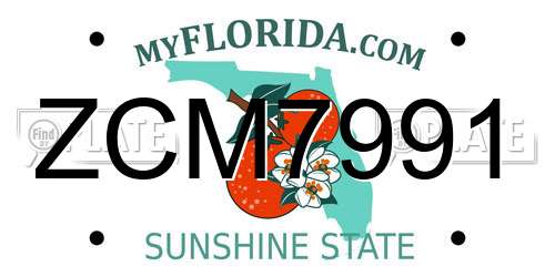 ZCM7991 Florida License Plate