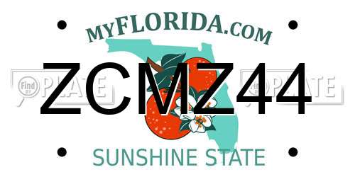 ZCMZ44 Florida License Plate