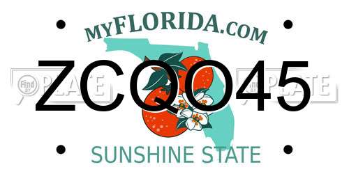 ZCQO45 Florida License Plate