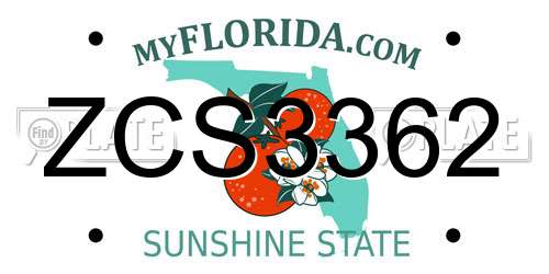 ZCS3362 Florida License Plate