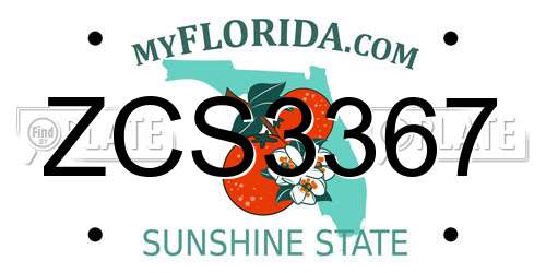ZCS3367 Florida License Plate