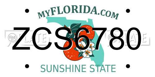 ZCS6780 Florida License Plate