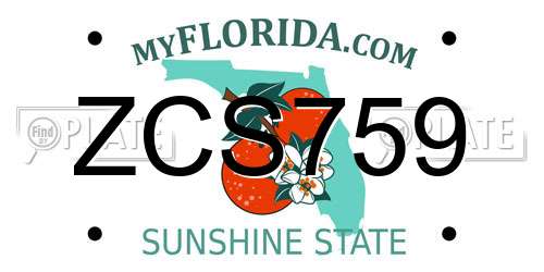ZCS759 Florida License Plate
