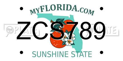 ZCS789 Florida License Plate