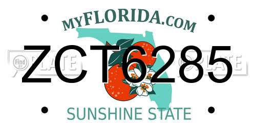 ZCT6285 Florida License Plate