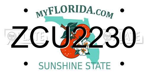 ZCU2230 Florida License Plate