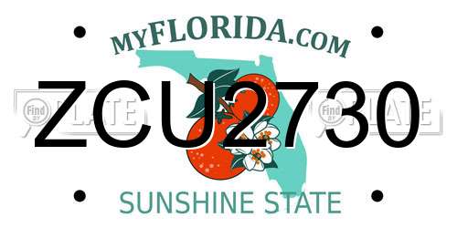 ZCU2730 Florida License Plate