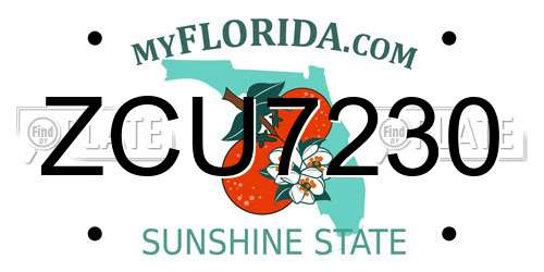 ZCU7230 Florida License Plate